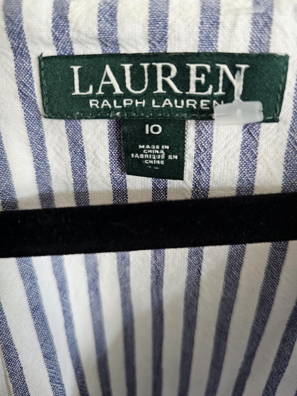 Polo by Ralph Lauren Blue and White Striped Shirt with Green Label - Picture 3 of 3